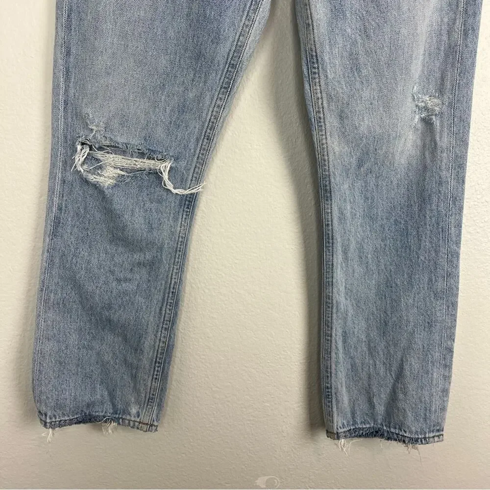 AGOLDE | Women’s Jeans Riley High Rise Straight Crop in Blitz Blue Distressed 26 - Picture 5 of 10